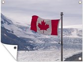 Tuin decoratie De Canadese vlag in een winterlandschap - 40x30 cm - Tuindoek - Buitenposter