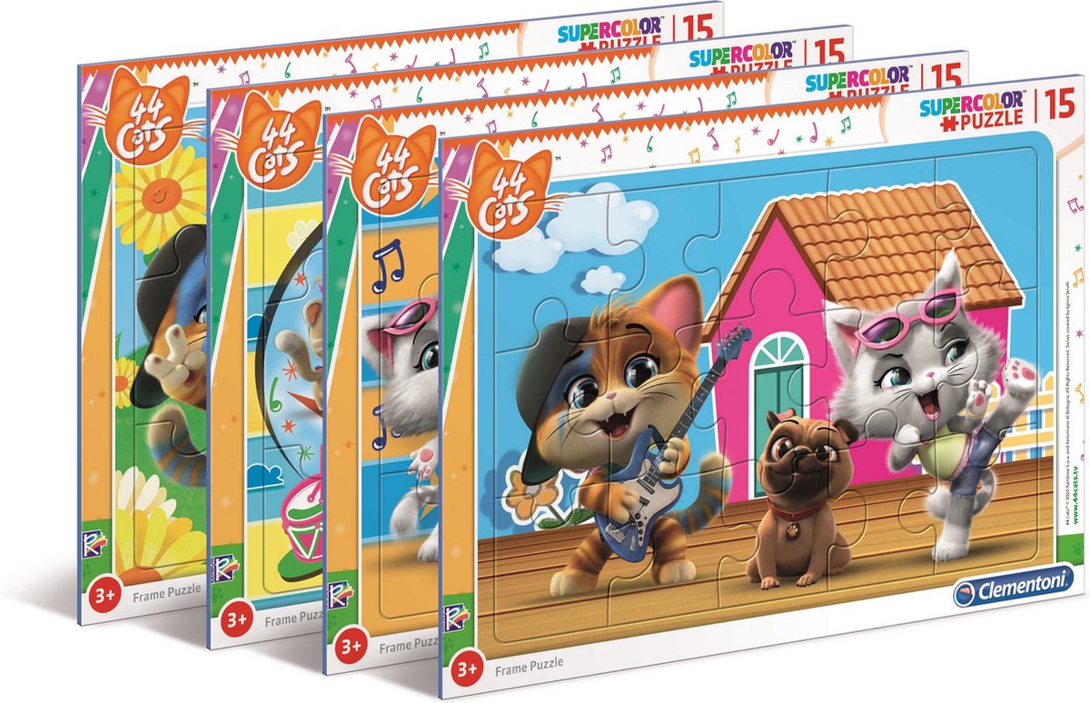 Clementoni - 44 Cool Cats - Kinderpuzzel - 15 Stukjes - Vanaf 3 jaar