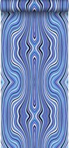 Origin behang grafische lijnen blauw en turquoise - 347228 - 53 cm x 10,05 m