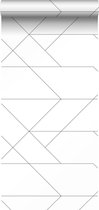 ESTAhome behang grafische lijnen zwart wit - 139235 - 0.53 x 10.05 m
