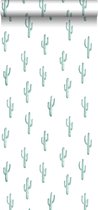 ESTAhome behang kleine woestijn cactussen vergrijsd turquoise - 138898 - 53 cm x 10,05 m