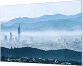 Wandpaneel Taipei in de mist  | 210 x 140  CM | Zilver frame | Akoestisch (50mm)