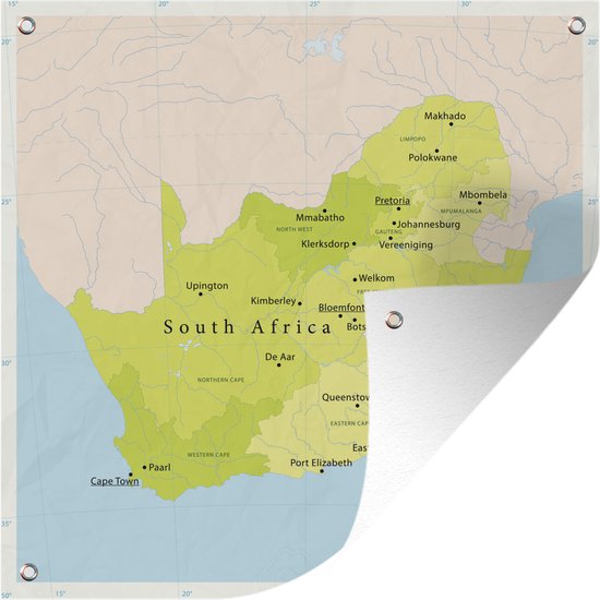 Tuinposters Tekening Van Een Groene Kaart Van Zuid Afrika 50x50 Cm Tuindoek 8724