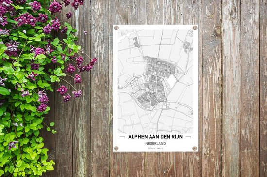 Décoration de jardin Plan de la ville des Nederland Alphen aan de Rijn - 40x60 cm - Affiche de jardin - Carte - Toile de jardin - Affiche d'extérieur