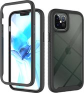 Samsung Galaxy A71 Full Body Hoesje - 2-delig Rugged Back Cover Siliconen Case TPU Schokbestendig - Samsung Galaxy A71 - Transparant / Zwart