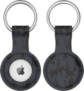 Apple AirTag Sleutelhanger Siliconen Bescherm Hoes Camo Grijs Print