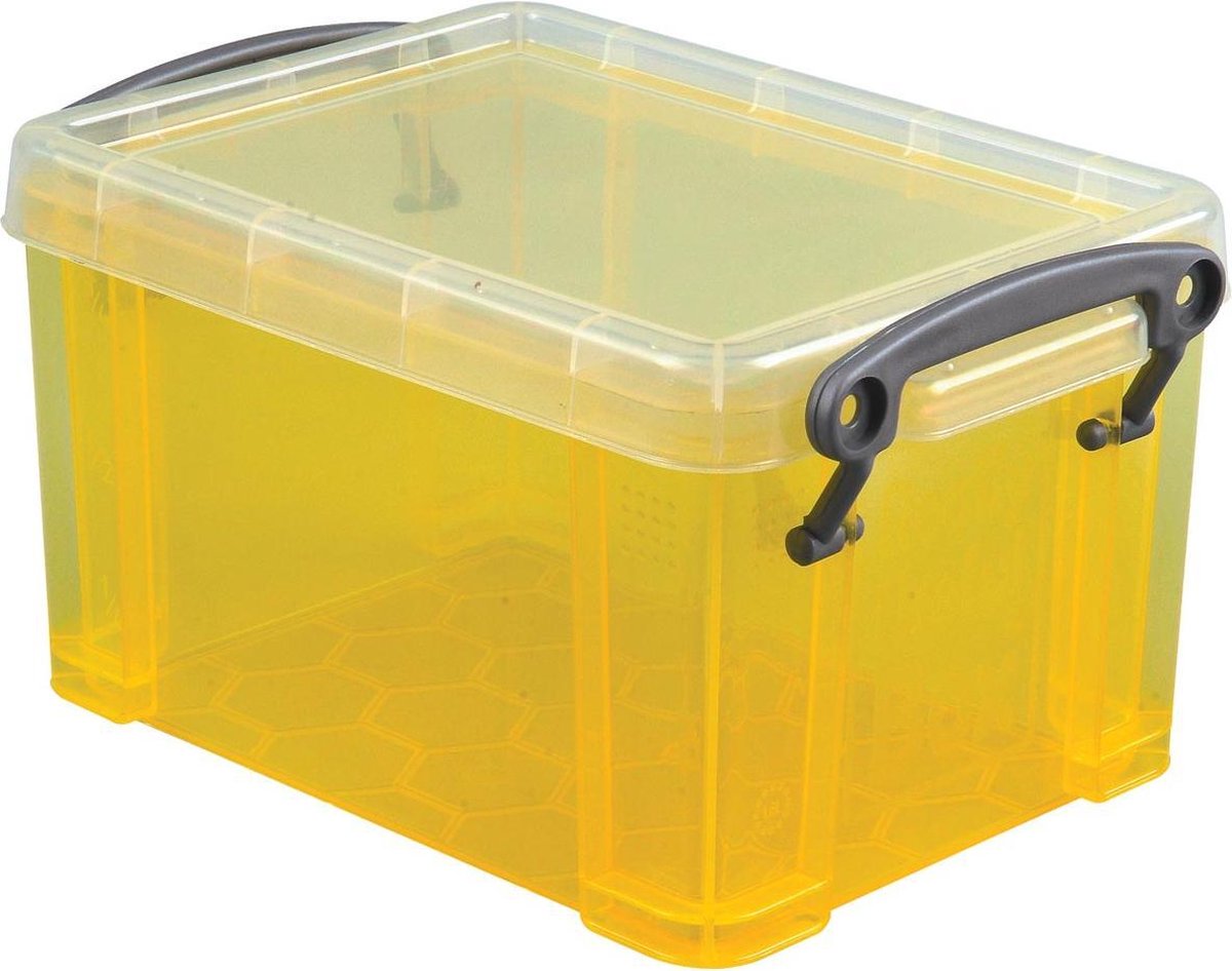 Really Useful Box 0,7 liter, transparant geel