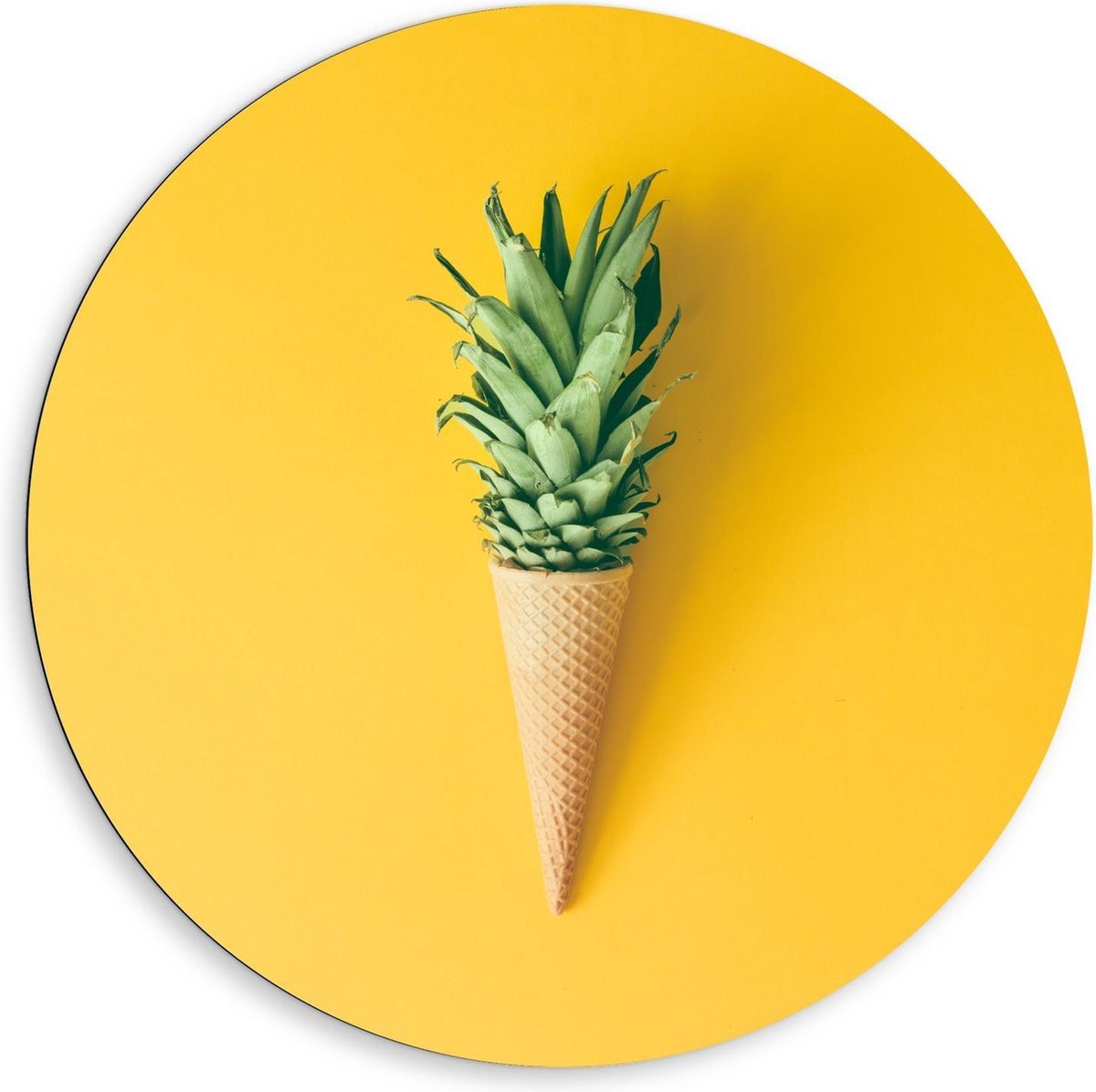 Dibond Wandcirkel - IJshorentje met Bovenkant van Ananas - 80x80cm Foto op Aluminium Wandcirkel (met ophangsysteem)