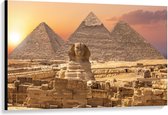 Canvas  - The Sphinx Beeld voor Piramides in Egypte - 120x80cm Foto op Canvas Schilderij (Wanddecoratie op Canvas)