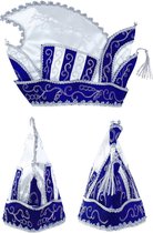 Prins Carnaval steek muts blauw - prinsenmuts raad van elf zilver wit prinsensteek