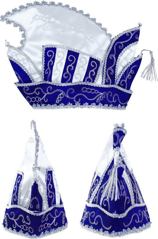 Geniet Habubu amateur Prins Carnaval steek muts blauw - prinsenmuts raad van elf zilver wit  prinsensteek | bol.com