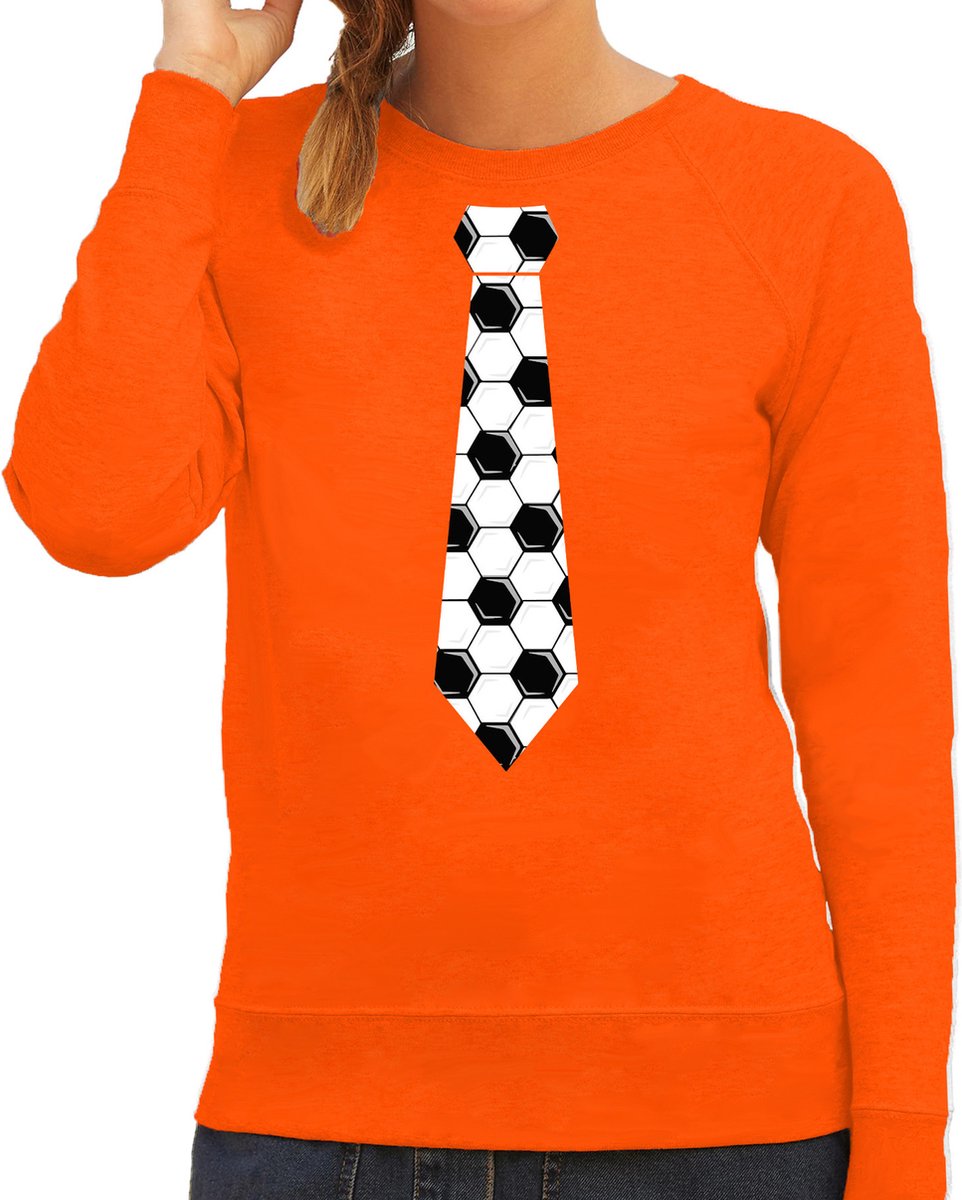 Oranje fan sweater voor dames - voetbal stropdas - Holland / Nederland supporter - EK/ WK trui / outfit XL