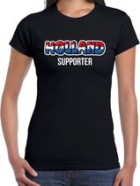 Zwart Holland fan t-shirt voor dames - Holland supporter - Nederland supporter - EK/ WK shirt / outfit XXL