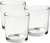 Set van 3x stuks kaarsenhouders voor theelichtjes/waxinelichtjes transparant  13 x 12.5 cm - Stevig glas/glazen kaarsjes houders