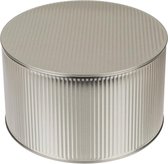 Opslagbox/voorraadblik met klik-deksel in de kleur zilver van tin-metaal  met formaat 17 x 10.3 cm - Keuken/huis opslag blikken