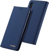 Voor Galaxy A70 LC.IMEEKE LC-002-serie Skin Hand Feeling PU + TPU Horizontale flip lederen tas met houder en kaartsleuf en portemonnee (blauw)