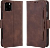 Wallet-stijl Skin Feel Calf Pattern lederen tas voor iPhone 11 Pro, met aparte kaartsleuf (bruin)