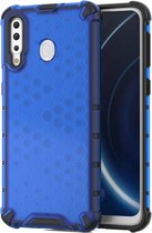 Honingraat schokbestendige pc + tpu case voor Galaxy M30 (blauw)