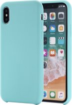 Four Corners Full Coverage Siliconen beschermhoes achterkant voor iPhone XS Max 6.5 inch (babyblauw)