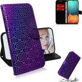 Voor Galaxy A71 Effen Hyun Color Magnetic Attraction Horizontaal Flip Leather Case met Lanyard, Support Holder & Card Slot & Wallet (Purple)