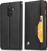 Kneed huidtextuur Horizontale flip lederen tas voor Xiaomi Pocophone F1, met fotolijst en houder & kaartsleuven & portemonnee (zwart)