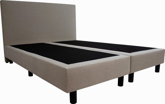 Bedworld Boxspring 200x220 zonder Matras - 2 Persoons Bed - Massieve Box met Luxe Hoofdbord - Creme