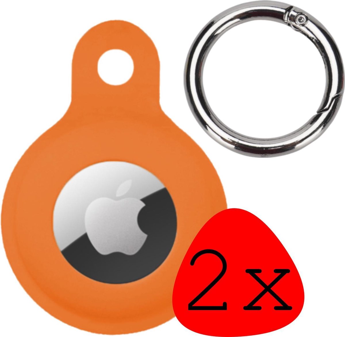 Hoesje Geschikt voor Apple AirTag Hoesje Case Hoesje Geschikt voor Apple AirTag Sleutelhanger Siliconen Hoes - Oranje - 2 Stuks