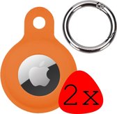 Airtag Hoesje Case Airtag Sleutelhanger Oranje Hanger Siliconen Hoes - 2x
