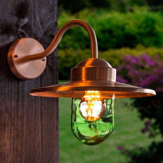 KS Verlichting wandlamp - Dolce retro - Buitenlamp - E27 - Industrieel - Glas - Koper