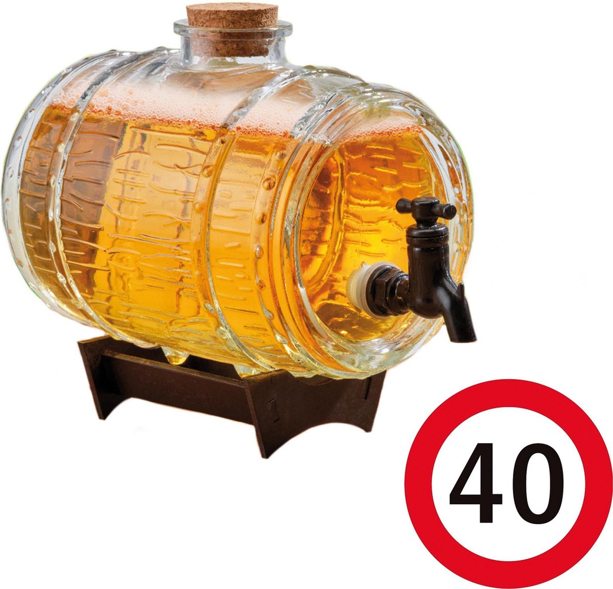 Verjaardag 40 jaar cadeau bier dispensers ton op standaard 24 cm met 40 jaar...  | bol.com