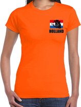 Oranje supporter t-shirt voor heren - Holland brullende leeuw embleem op borst - Nederland supporter - EK/ WK shirt / outfit S