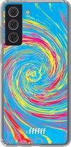 6F hoesje - geschikt voor Samsung Galaxy S21 FE -  Transparant TPU Case - Swirl Tie Dye #ffffff