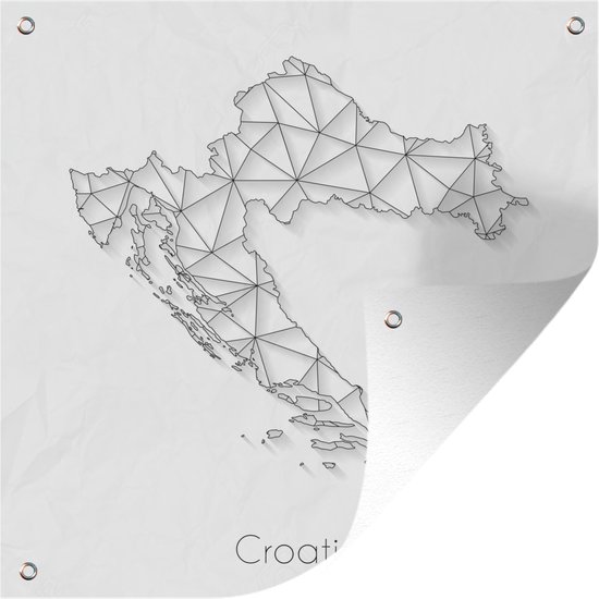 Carte de la Croatie composée de lignes en noir et blanc 50x50 cm