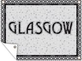 Illustration du nom de la ville Glasgow en affiche de jardin style mosaïque 160x120 cm - Toile de jardin / Toile d'extérieur / Peintures d'extérieur (décoration de jardin) XXL / Groot format!