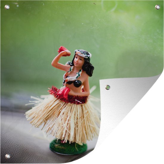 Tuinposters Hula danseres op dashboard - 50x50 cm - Tuindoek - Buitenposter