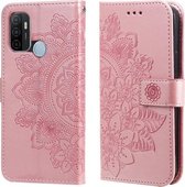 Voor OPPO A53/A33/A32 7-bloemblaadje Bloemen Embossing Patroon Horizontale Flip PU Lederen Case met Houder & Kaartsleuven & Portemonnee & Fotolijst (Rose Goud)