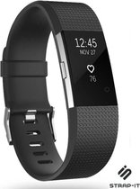 Siliconen Smartwatch bandje - Geschikt voor Fitbit Charge 2 siliconen bandje - zwart - Strap-it Horlogeband / Polsband / Armband - Maat: Maat L