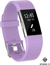 Siliconen Smartwatch bandje - Geschikt voor Fitbit Charge 2 siliconen bandje - lichtpaars - Strap-it Horlogeband / Polsband / Armband - Maat: Maat S