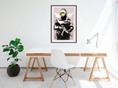 Artgeist - Schilderij - Banksy: Flying Copper - Multicolor - 30 X 45 Cm