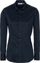 ETERNA dames blouse slim fit - stretch satijnbinding - marine blauw -  Maat: 38