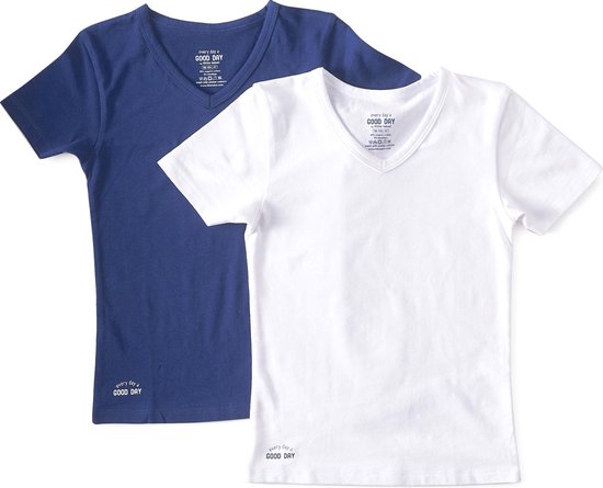 Little Label - jongens - t-shirt - 2 stuks - wit - bio-katoen