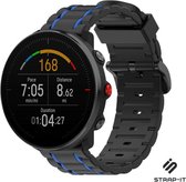 Siliconen Smartwatch bandje - Geschikt voor  Polar Vantage M / M2 sport gesp band - zwart/blauw - Strap-it Horlogeband / Polsband / Armband