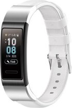 Leer Smartwatch bandje - Geschikt voor  Huawei band 3 / 4 Pro leren bandje - wit - Horlogeband / Polsband / Armband