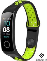 Siliconen Smartwatch bandje - Geschikt voor  Honor band 4 / 5 sport band - zwart / groen - Strap-it Horlogeband / Polsband / Armband