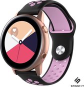 Siliconen Smartwatch bandje - Geschikt voor  Samsung Galaxy Watch Active / Active 2 sport band - zwart roze - Strap-it Horlogeband / Polsband / Armband