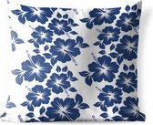 Buitenkussens - Tuin - Een blauwe illustratie van een bloemdessin - 40x40 cm
