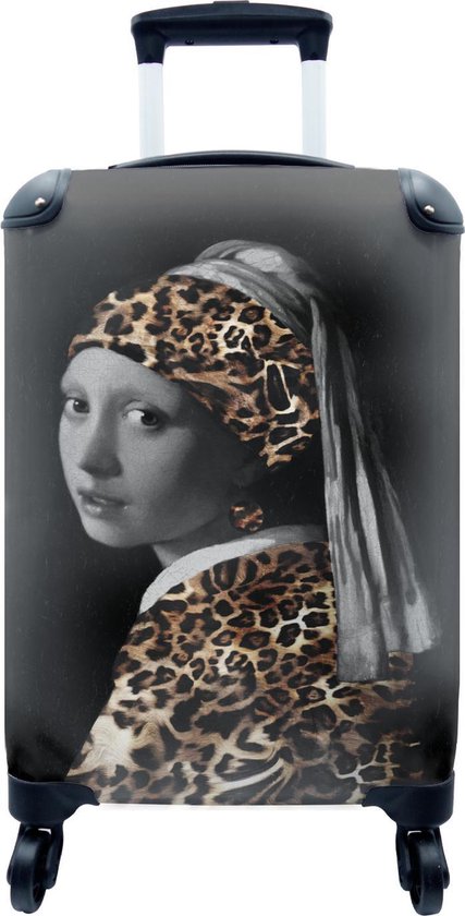 MuchoWow® Koffer - Het meisje met de parel - Johannes Vermeer - Panterprint -...