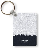 Sleutelhanger - Kaart - Parijs - Skyline - Zwart - Wit - Uitdeelcadeautjes - Plastic