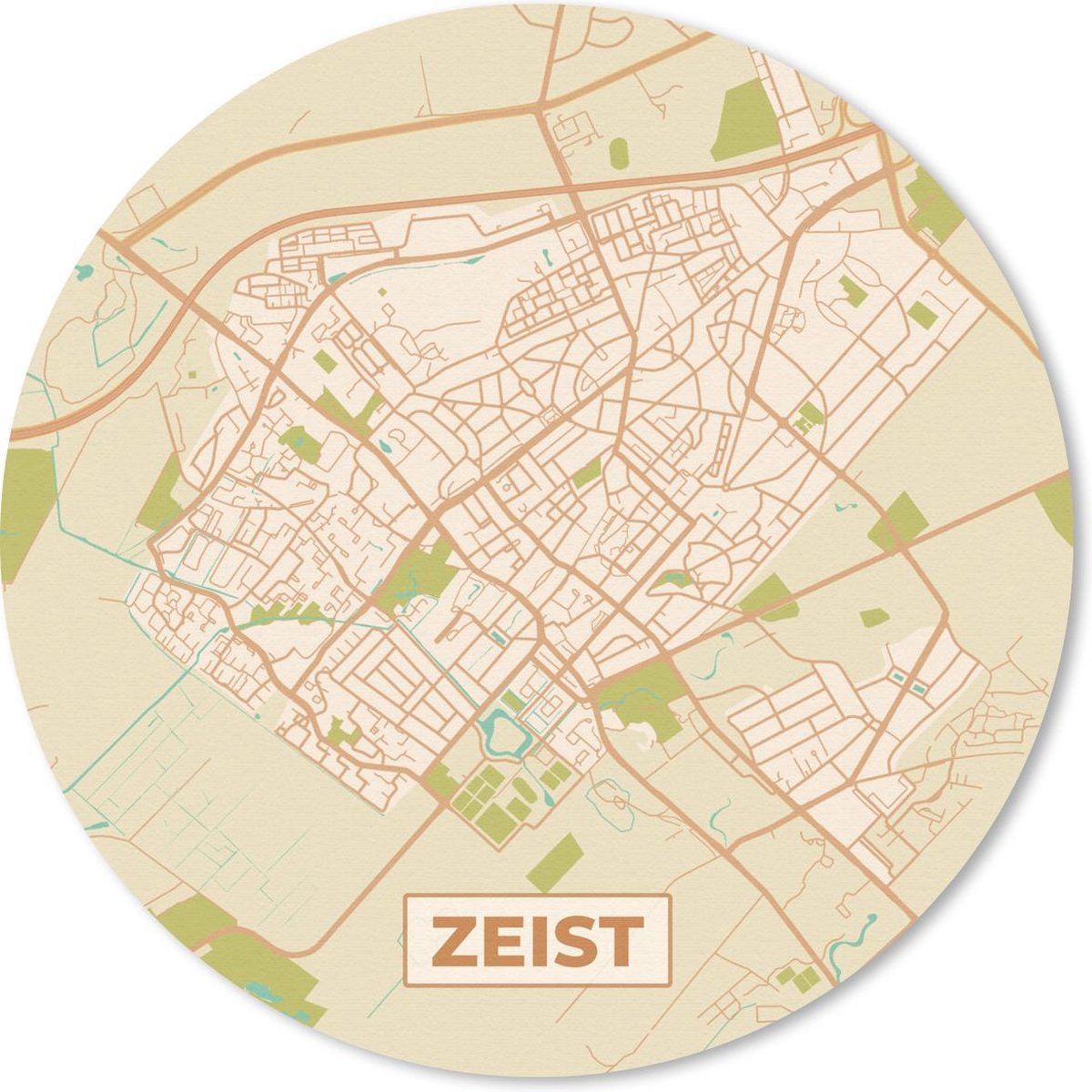 Muismat rond 30x30 cm - Mousepad Kaart - Zeist - Vintage - Ronde muismatten