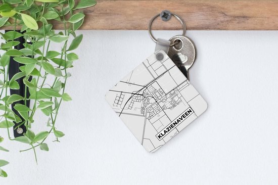 Porte-clés - Plan de la ville - Klazienaveen - Grijs - Wit - Plastique - Cadeau Sinterklaas - Cadeau de Noël - Cadeaux de chaussures - Cadeaux à distribuer